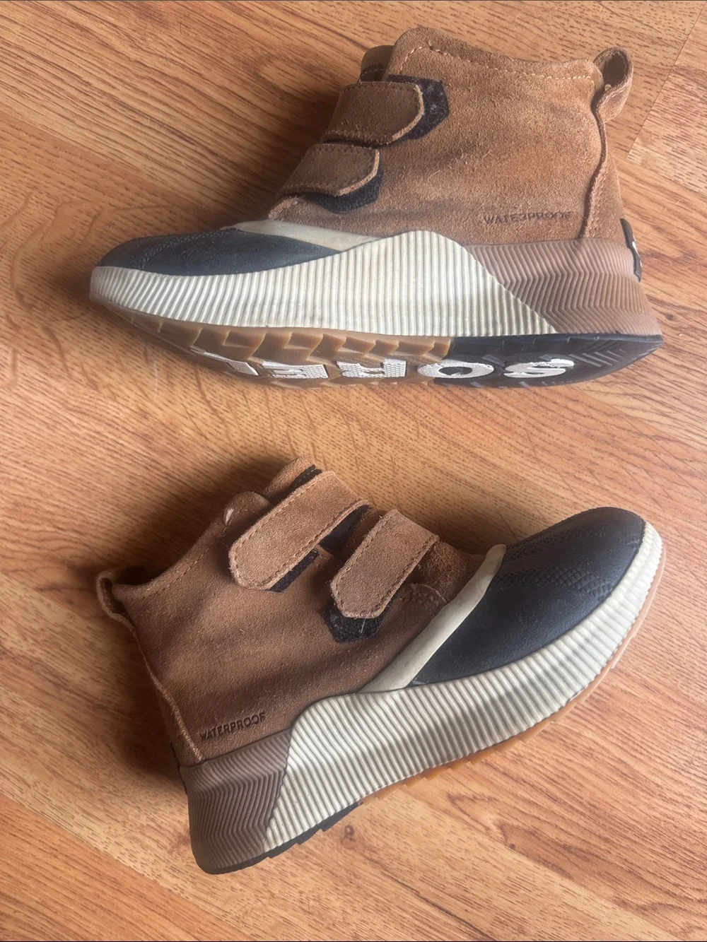 Sorel Brown and Black Kids Waterproof Suede Boot Sneakers
